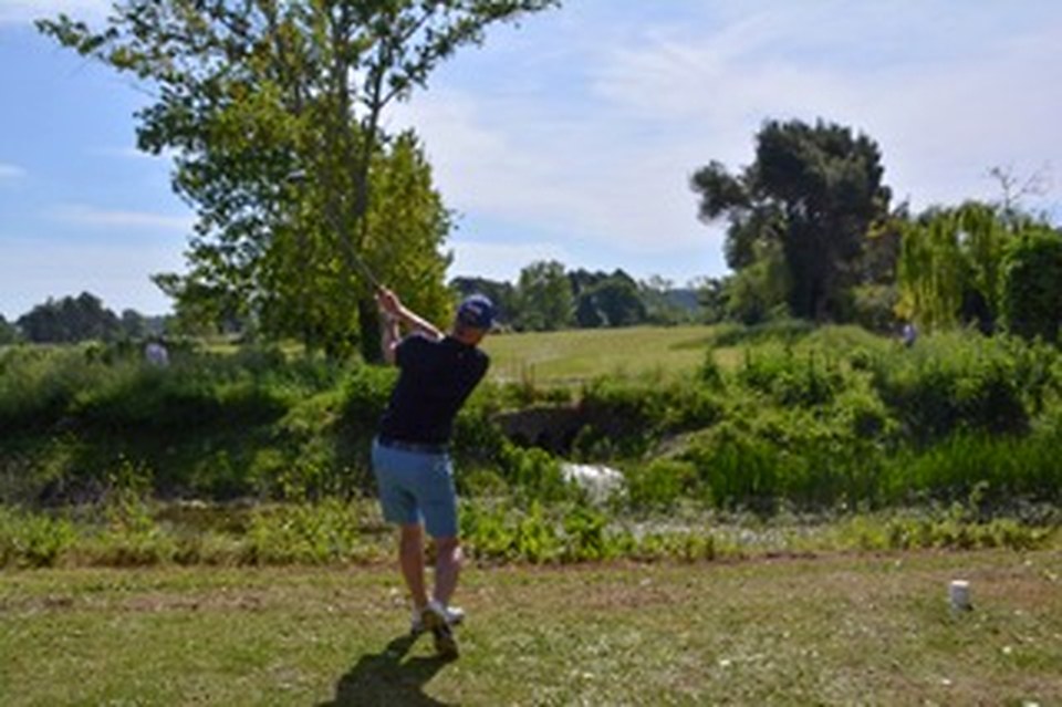 Tee shot under blue skies